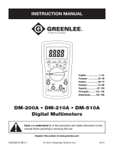 Greenlee DM-200A, DM-210A, DM-510A Multimeters (Europe) Handleiding