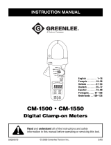Greenlee CM-1500, CM-1550 Clamp-on Meter, AC/DC (Europe) Handleiding