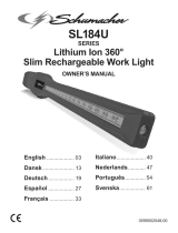 Schumacher SL184BU Lithium Ion 360˚ Slim Rechargeable Work Light SL184GU Lithium Ion 360˚ Slim Rechargeable Work Light SL184RU Lithium Ion 360˚ Slim Rechargeable Work Light de handleiding