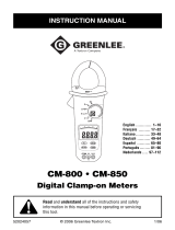 Greenlee CM-800 / CM-850 Clamp-on Meter (Europe) Handleiding