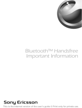 Sony Ericsson BLUETOOTH HANDSFREE de handleiding