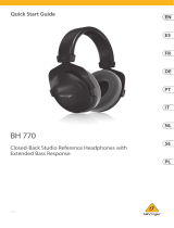 Behringer BH 770 Closed-Back Studio Reference Headphones Gebruikershandleiding